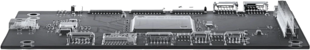 X-ray view of a populated carrier board